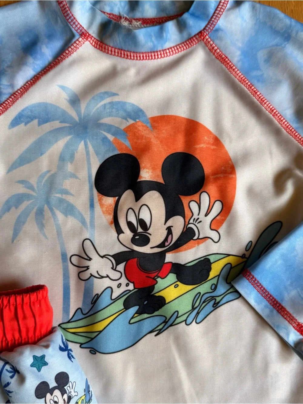 Disney Light Blue and Red Mickey Mouse Swimsuit set